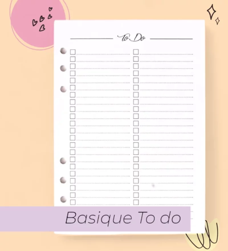 To do list, recharge pour bullet journal