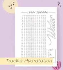 Tracker Hydratation, recharge pour bullet journal