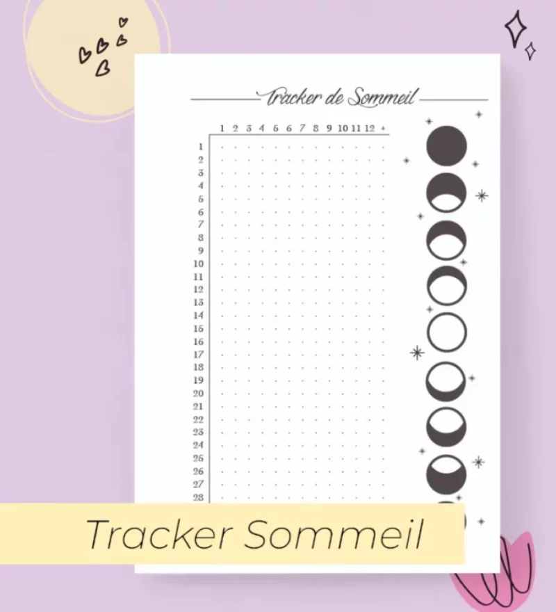 Tracker sommeil, recharge pour bullet journal