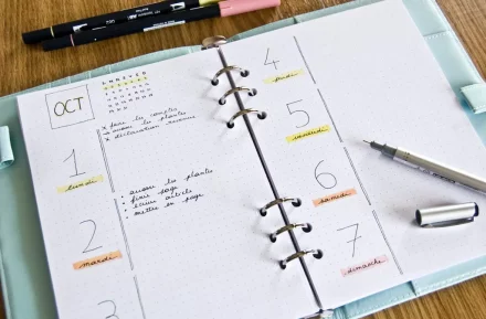 page-semaine-coloree-bullet-journal weekly log couleur