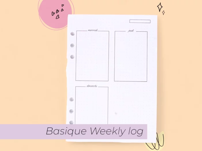 Pack basique weekly log page semaine