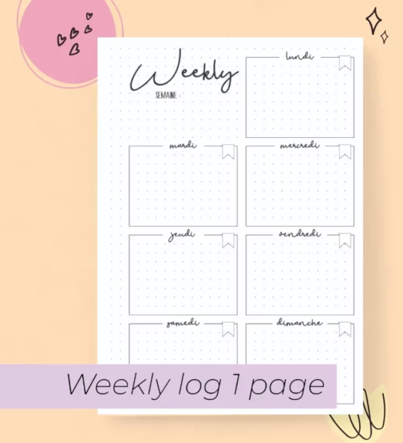 Basique Weekly Log 1 page
