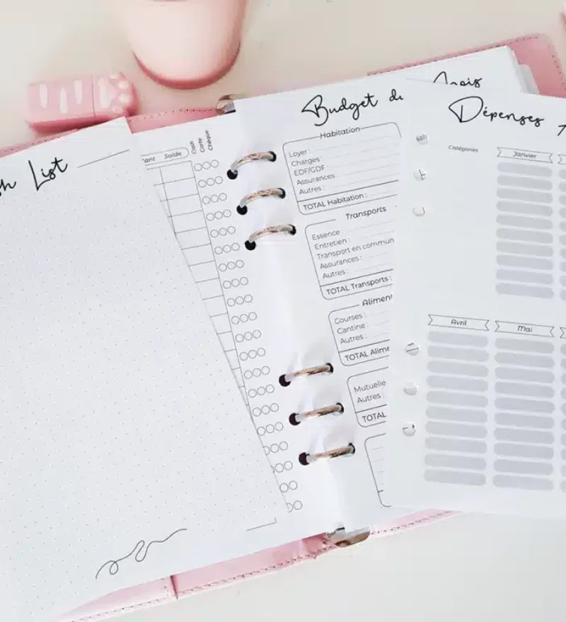 Pack finance, recharge pour bullet journal